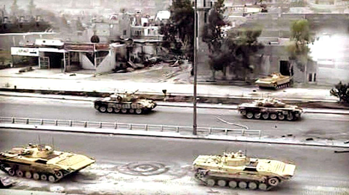 دبابات نظام البعث في أربيل في 31 آب 1996 