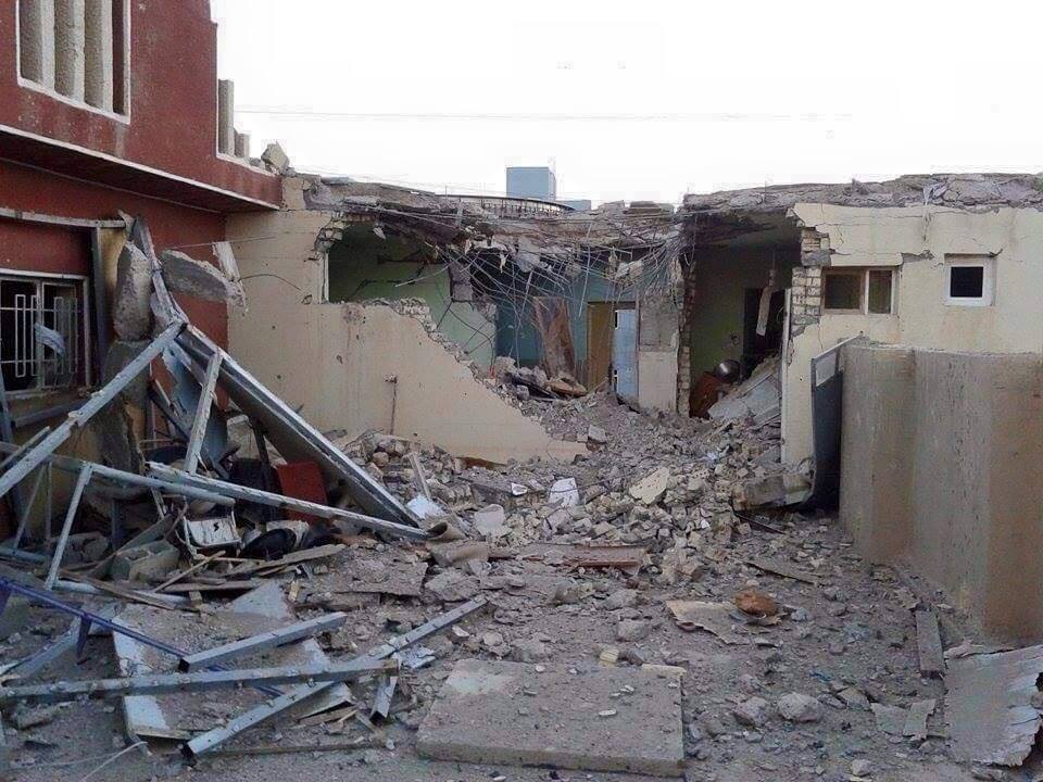 أحد المنازل التي تعرضت للقصف حسبما تداوله نشطاء الفيسبوك 
