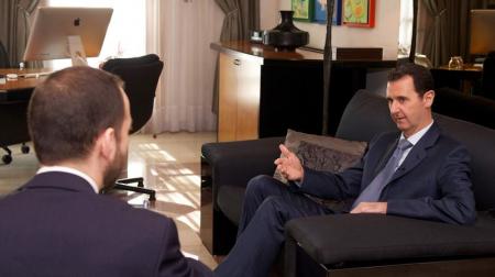 الأسد خلال المقابلة