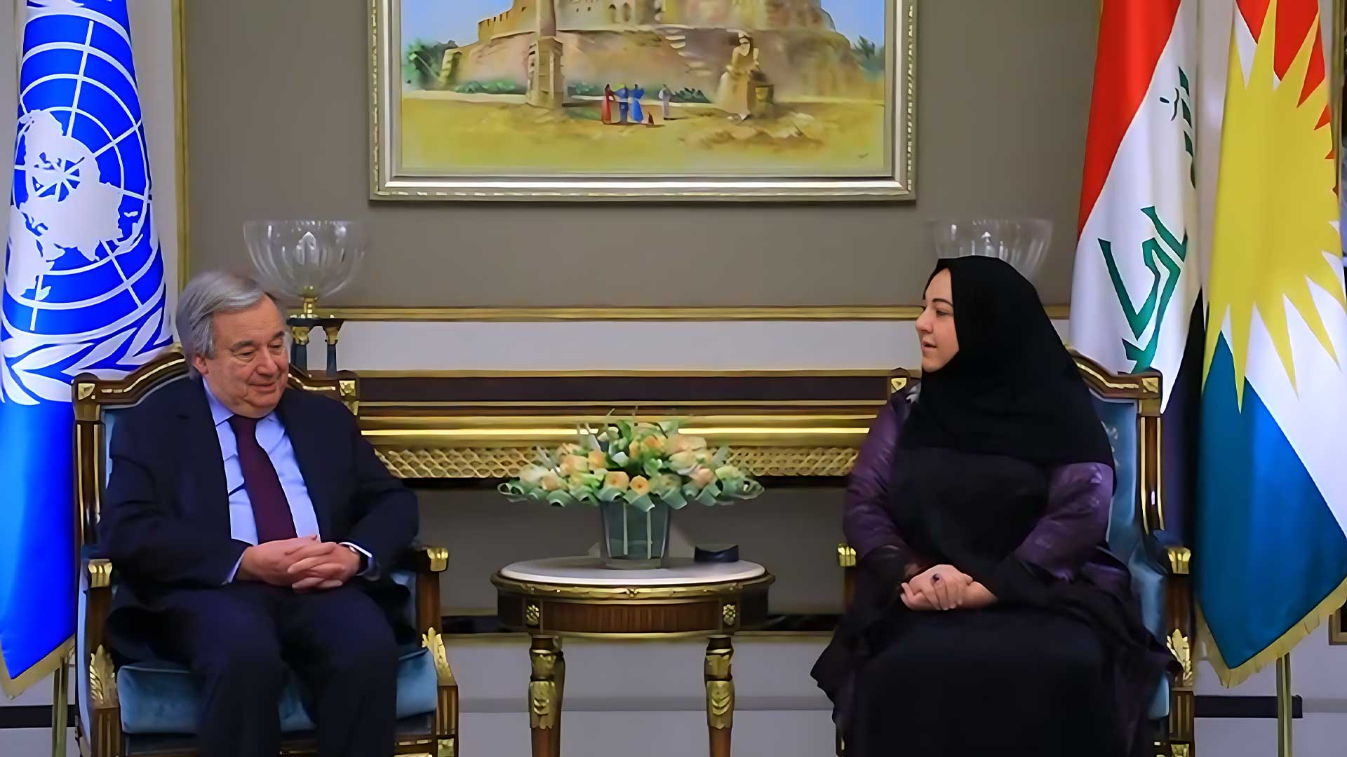 رئيسة برلمان كوردستان تلتقي غوتيريس