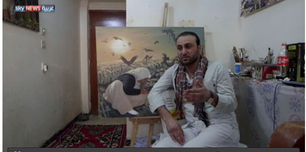  الفنان عمار سليم يوثق جرائم داعش بالرسم