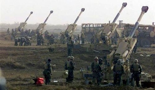 مدفعية قوات البيشمركة تقصف الارهابيين بناحية الرشاد
