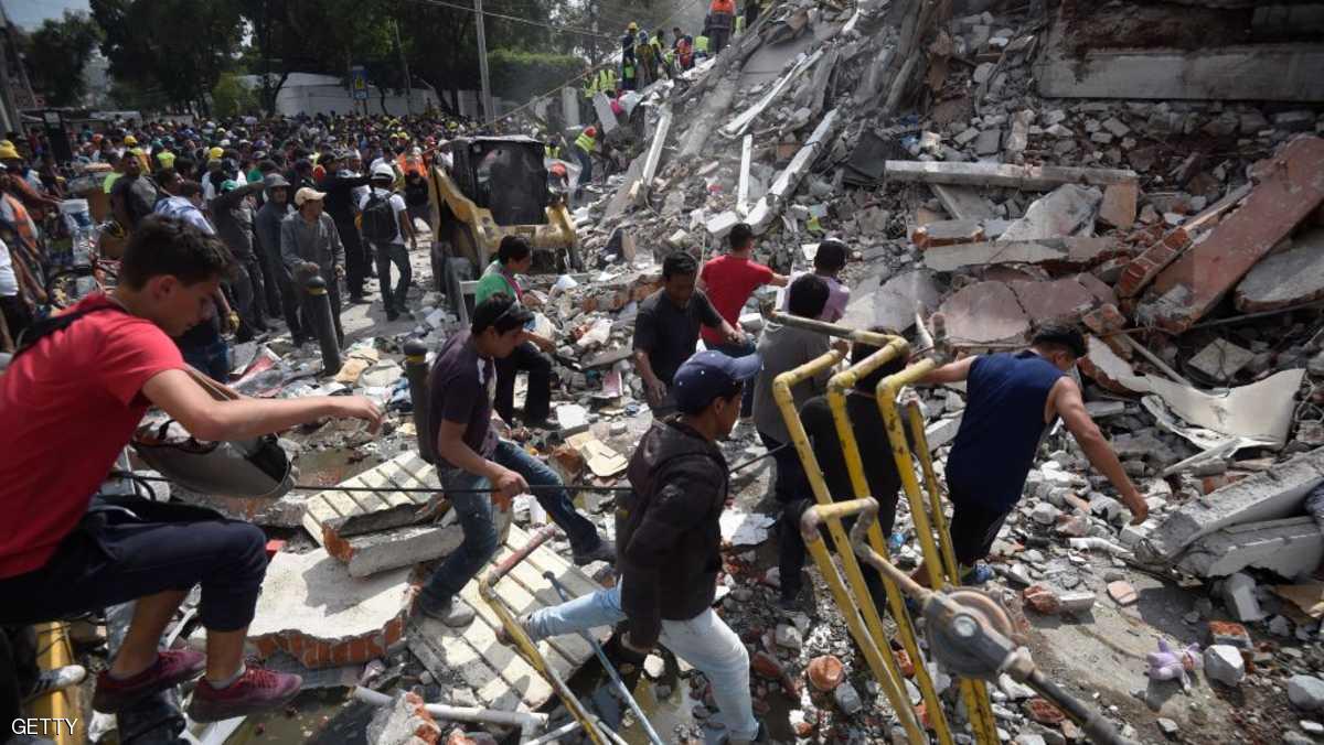 ارتفاع عدد ضحايا زلزال المكسيك