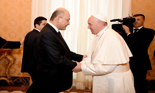 الرئيس برهم صالح يلتقي البابا فرنسيس الأول