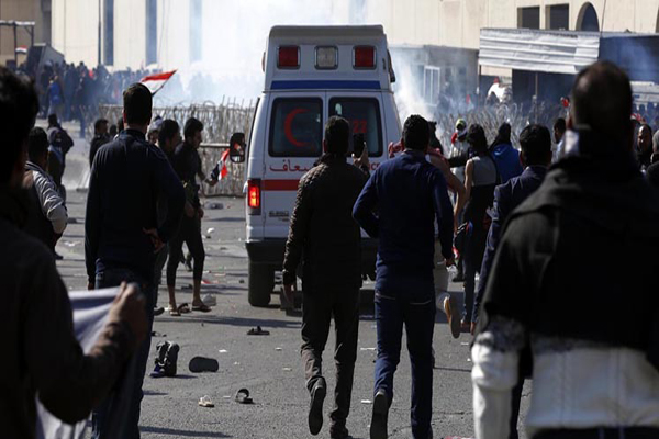 العنف في تظاهرات بغداد السبت