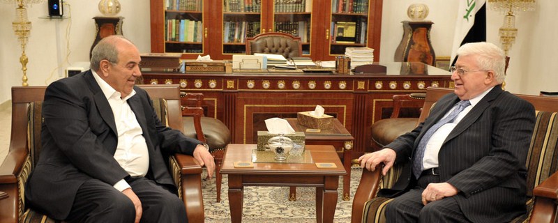 الرئيس معصوم وعلاوي ويؤكدان ضرورة توفير افضل أجواء المصالحة