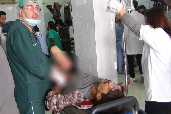 جرحى التفجير الارهابي في مشفى آفرين