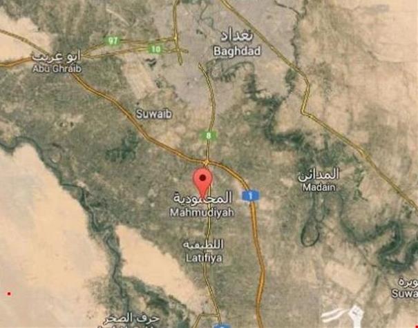 خريطة توضح موقع المحمودية في بغداد
