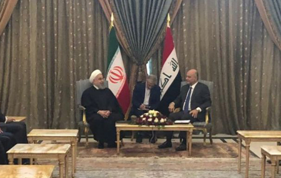 جانب من استقبال الرئيس برهم صالح للرئيس روحاني