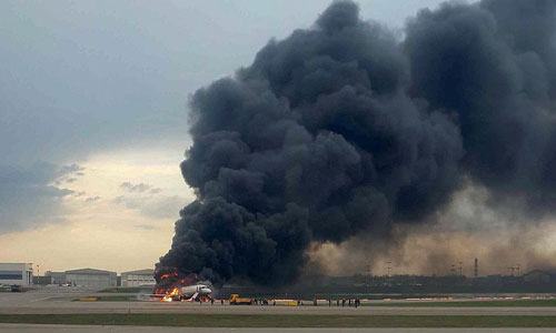 حصيلة حريق الطائرة الروسية