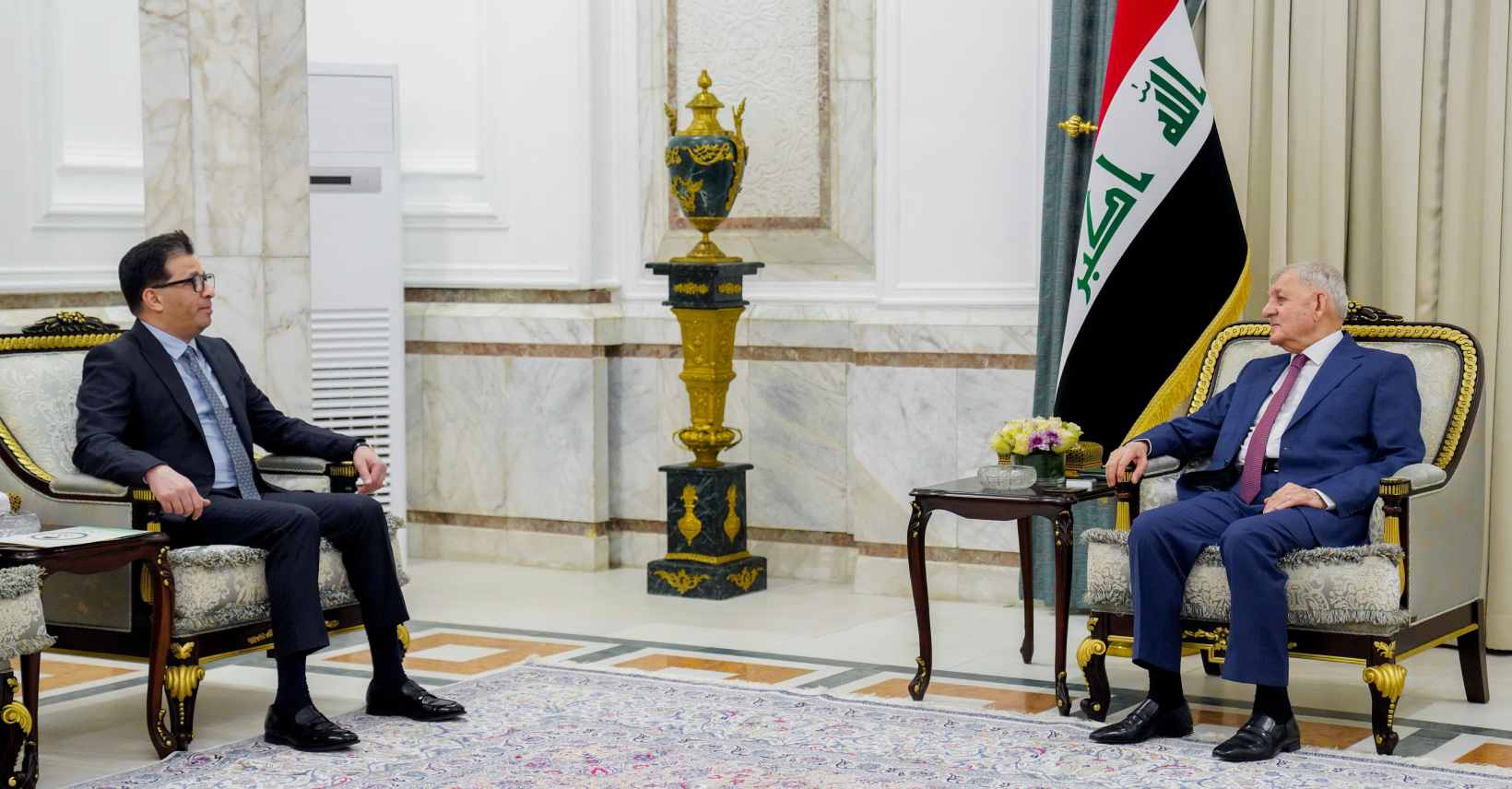  Iraqi President Abdullatif Jamal Rashid and Aqeel Muftin, the President of the Iraqi National Olympic Committee.