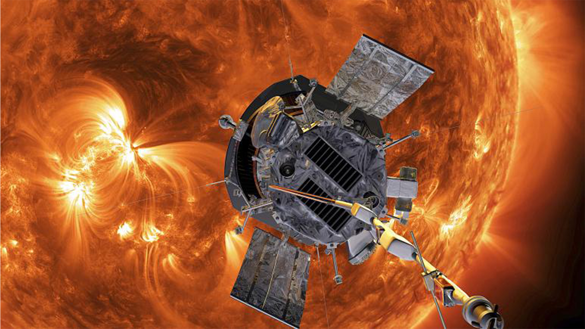  This image made available by NASA shows an artist's rendering of the Parker Solar Probe approaching the Sun.   -   Copyright  Steve Gribben/Johns Hopkins APL/NASA via AP