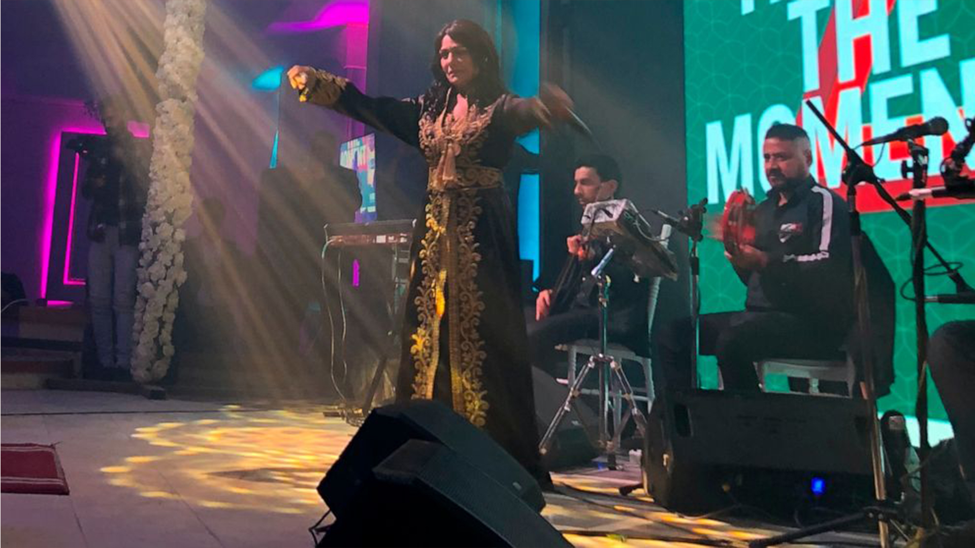  Iraqi singer Sajda Obeid gives a concert at the "Yarmouk Club" in Baghdad, Iraq, Monday, Dec. 13, 2021. (AP Photo/Samya Kullab)