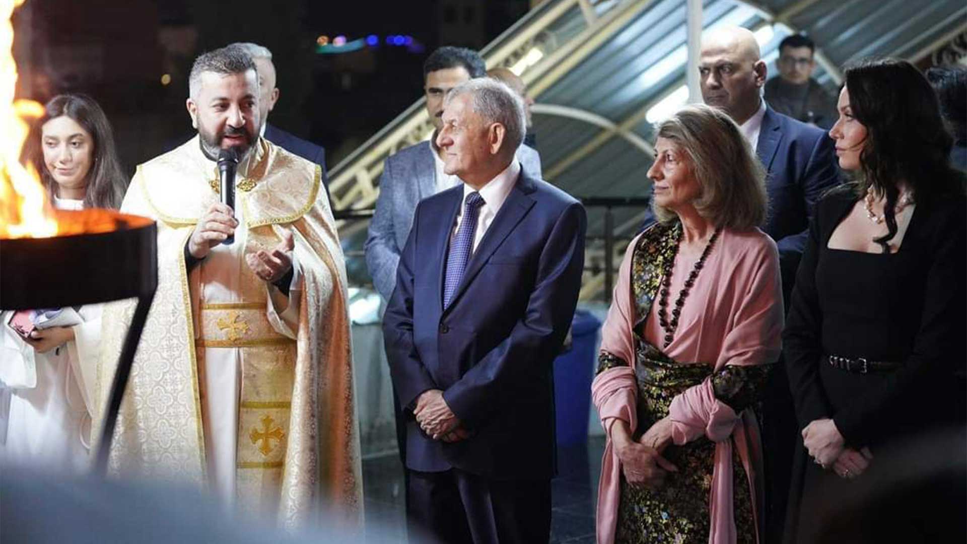   Iraqi President and First Lady at St. Joseph's Cathedral in Sulaymaniyah.