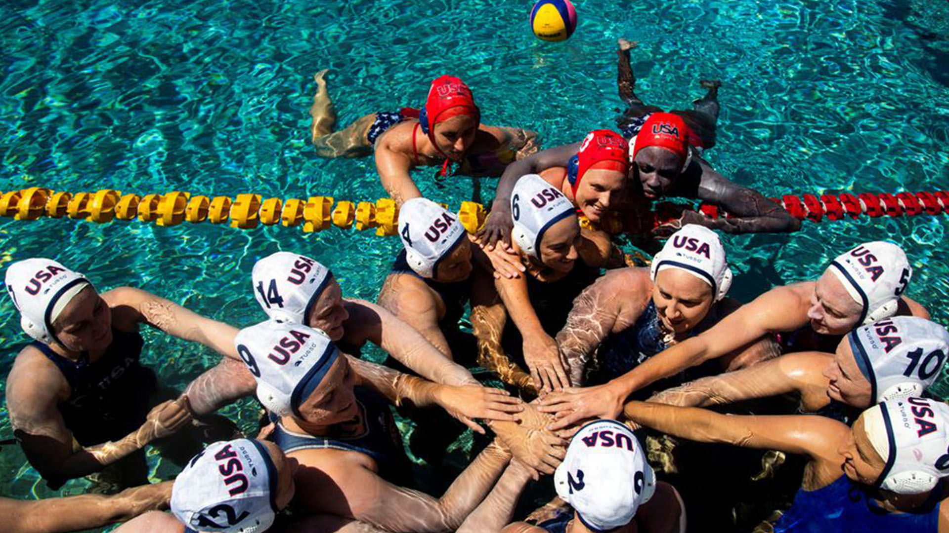  Members of the U.S. Women's Water Polo National team play a scrimmage against the National Hungarian team at a pool in Los Alamitos, California, U.S., May 27, 2021 ahead of the Tokyo Olympics. Reuters/ Aude Guerrucci