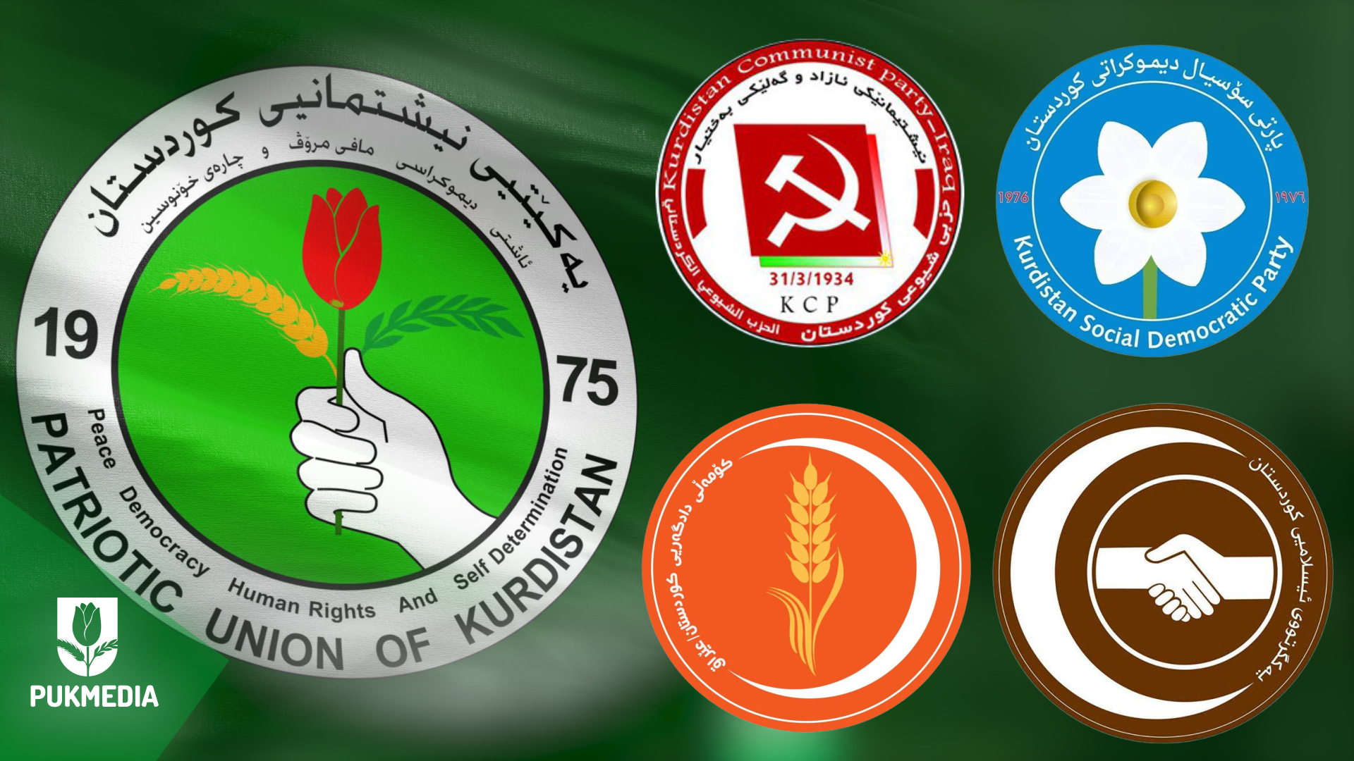 The logo of PUK and other Kurdish Parties