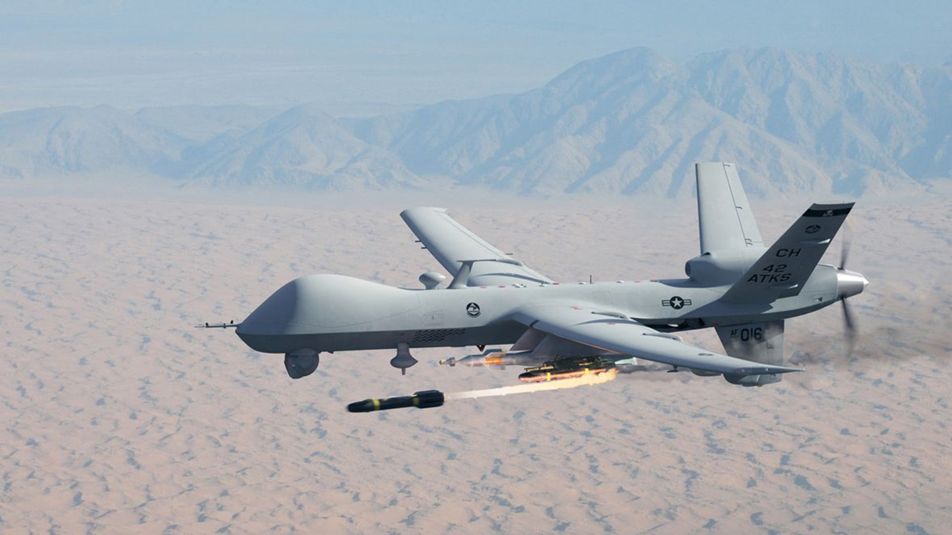  Hellfire missiles are fired from an RAF Reaper drone - Photo Credit: Mirror 