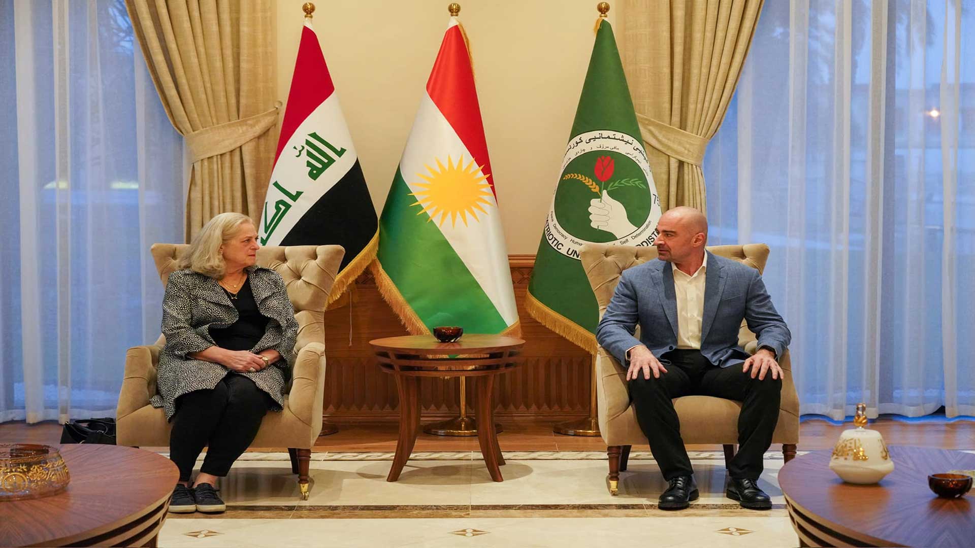  PUK President Bafel Jalal Talabani on the right and U.S. Ambassador Alina Romanowski on the left.